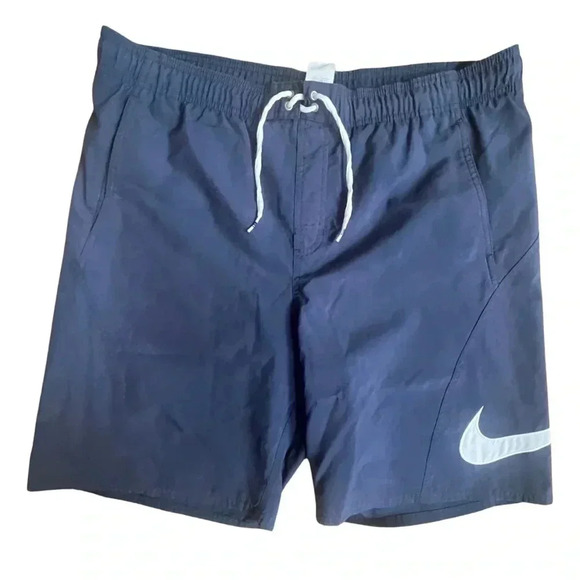 Nike Other - Dark blue white oversized swoosh swim trunks